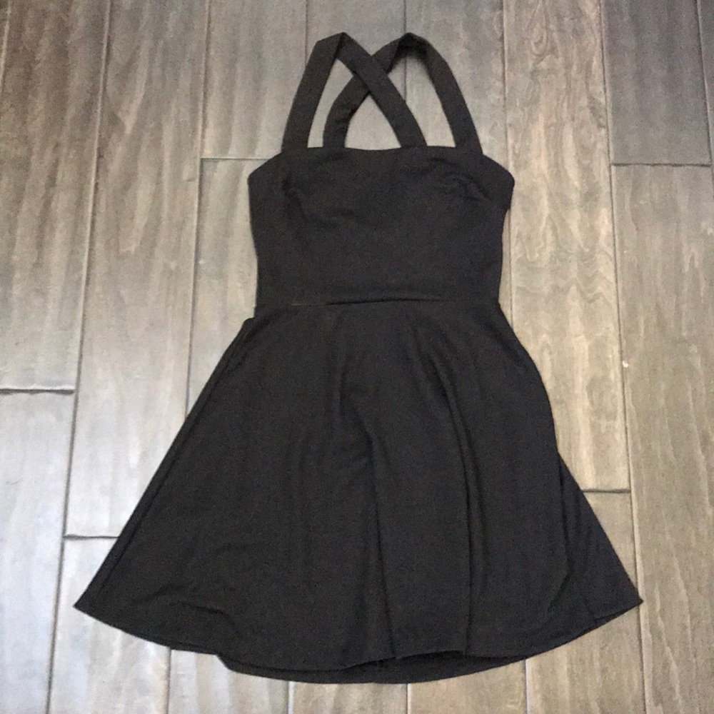 Cute cross strapped black flowy dress
